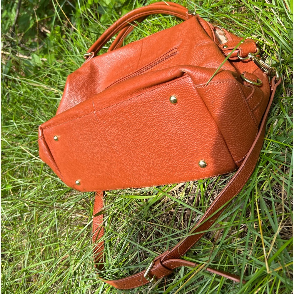 ORA DELPHINE 🦋 Cognac Leather Satchel Bag - Picture 4 of 5